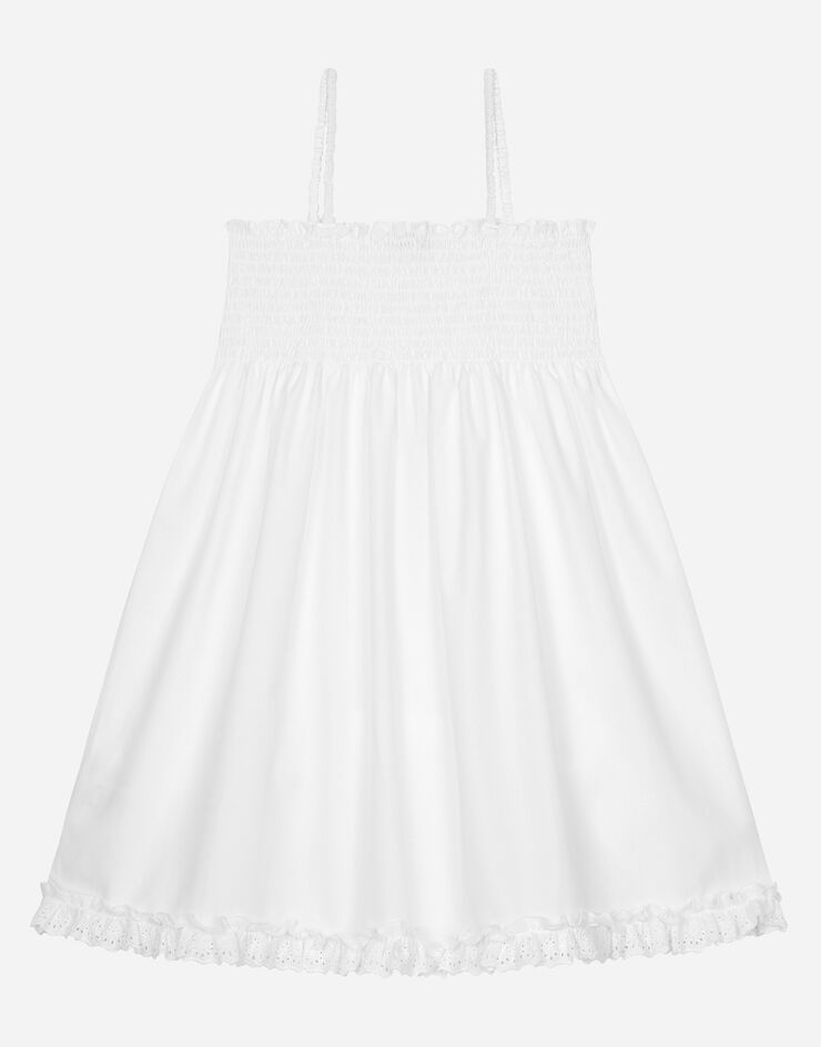 Dolce & Gabbana Abito in popeline e pizzo sangallo Bianco L53DZ1G7NZC