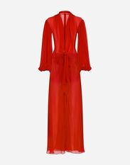 Dolce & Gabbana Long silk chiffon dress with bow detail Bordeaux VG4385VP18H