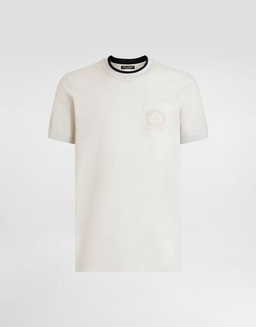 Dolce & Gabbana Technical piqué t-shirt with embroidery White G8SW4ZHU7WZ
