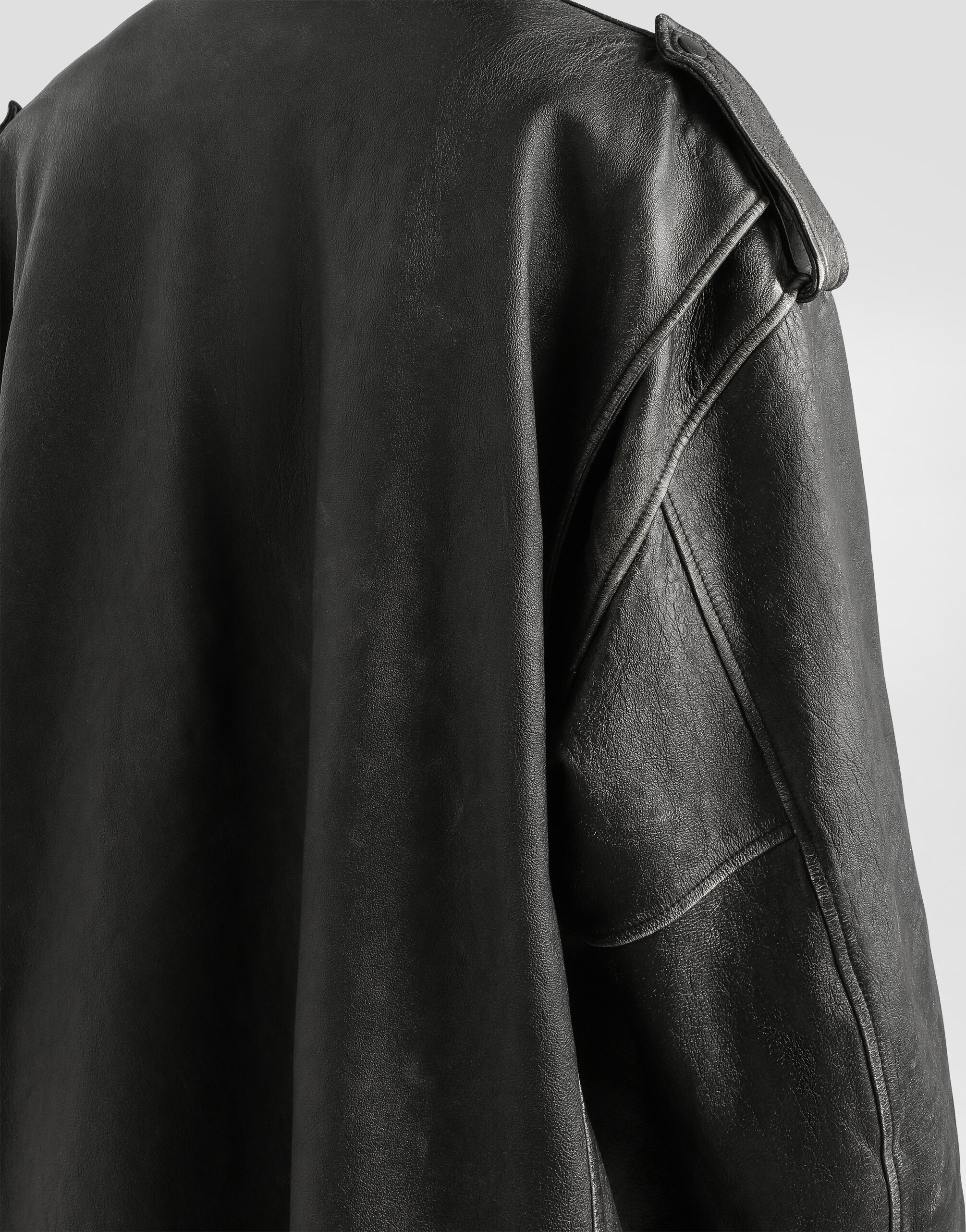 Vintage-effect leather jacket in Black for Women | Dolce&Gabbana® US