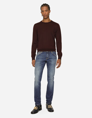 Dolce & Gabbana Rundhalspullover aus feinstem Kaschmir Burgunderrot GX412TJAWLA