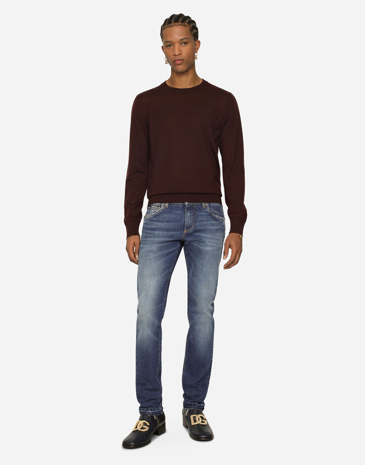 Dolce & Gabbana Pull ras de cou en cachemire extrafin Bordeaux GX412TJAWLA