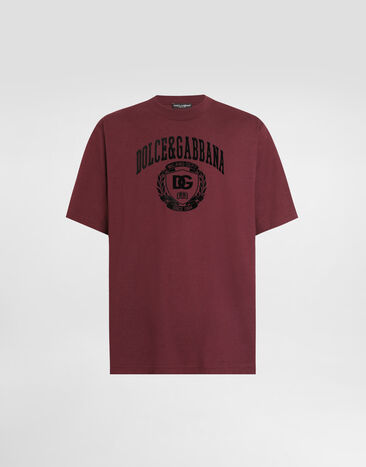 Dolce & Gabbana Cotton T-shirt with logo Brown G5MM6TFUFLL