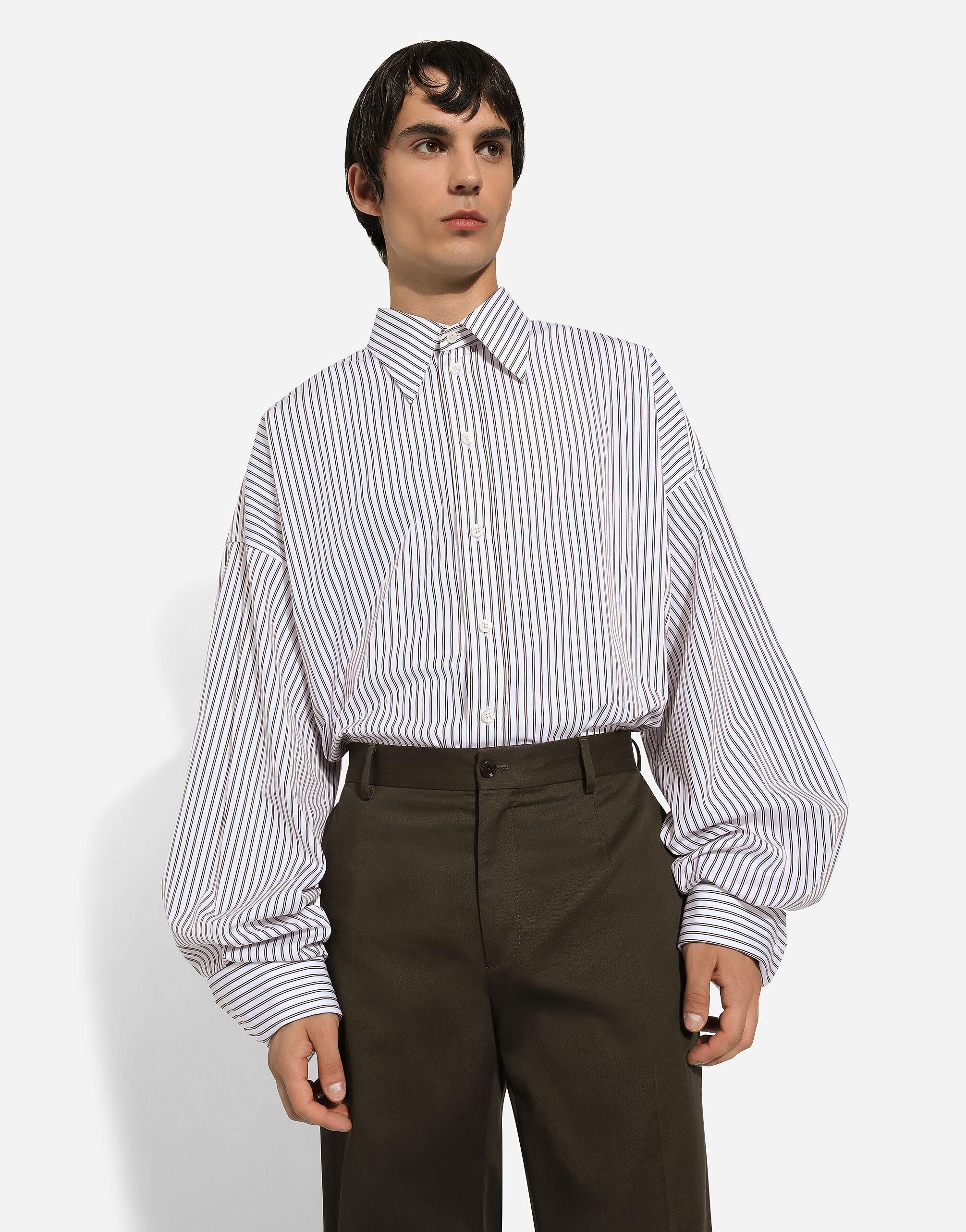 Super oversize striped poplin shirt in Multicolor for Men Dolce Gabbana