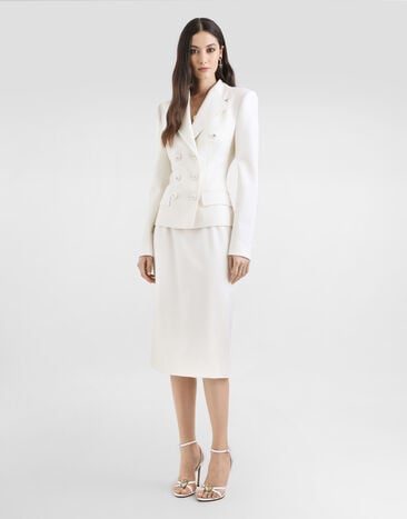 Dolce & Gabbana Double-breasted twill jacket White F27ACTFUBGC