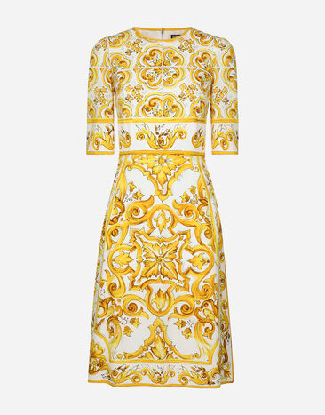 Dolce & Gabbana فستان ميدي من حرير شارميوز بطبعة ماجوليكا مطبعة F6ADLTHH5A0