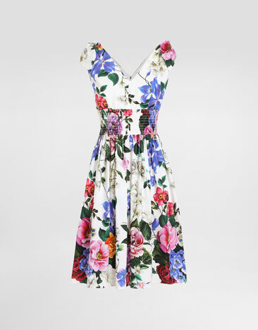Dolce & Gabbana Cotton midi dress with floral print and tie details Print F6TRQTFSIB5