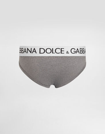 Dolce & Gabbana Mid-rise briefs in two-way stretch cotton Grey M3D03JOUAIG