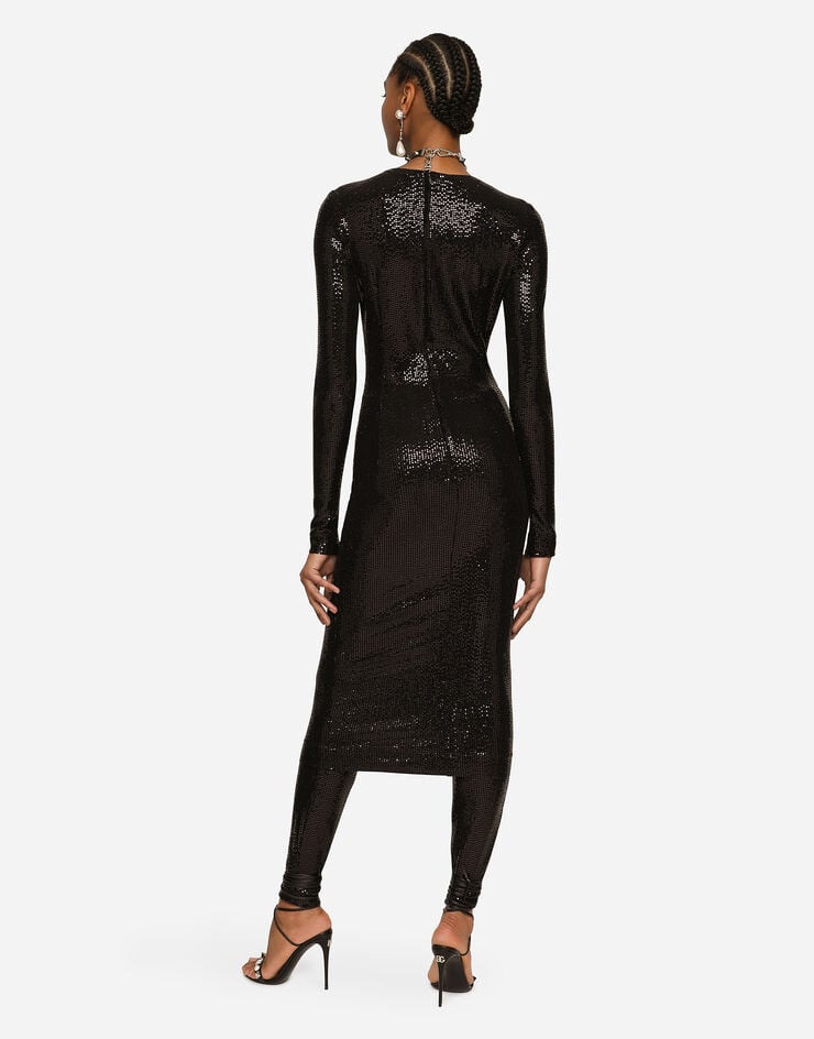 Dolce & Gabbana Vestido midi de punto con lentejuelas Negro F6R8DTFUGOI