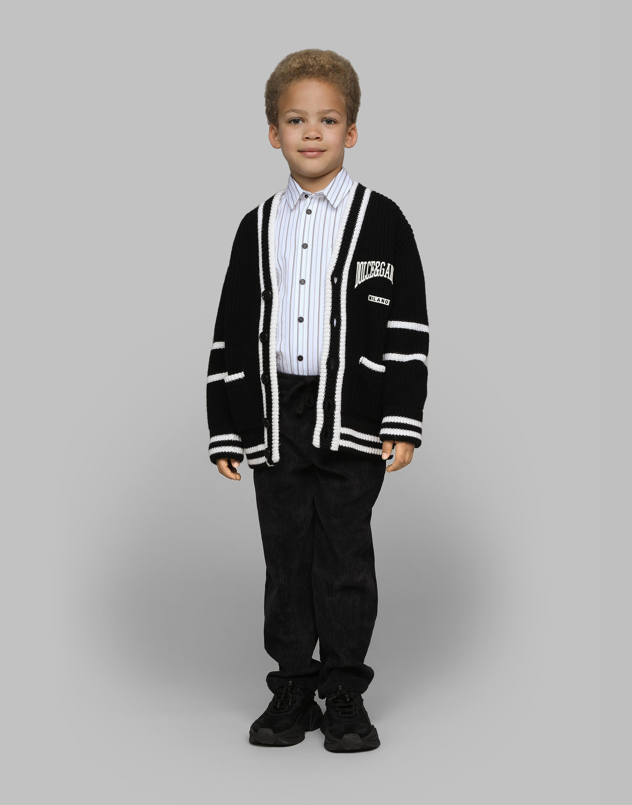Blackのボーイズ Dolce&Gabbanaロゴ ニット カーディガン