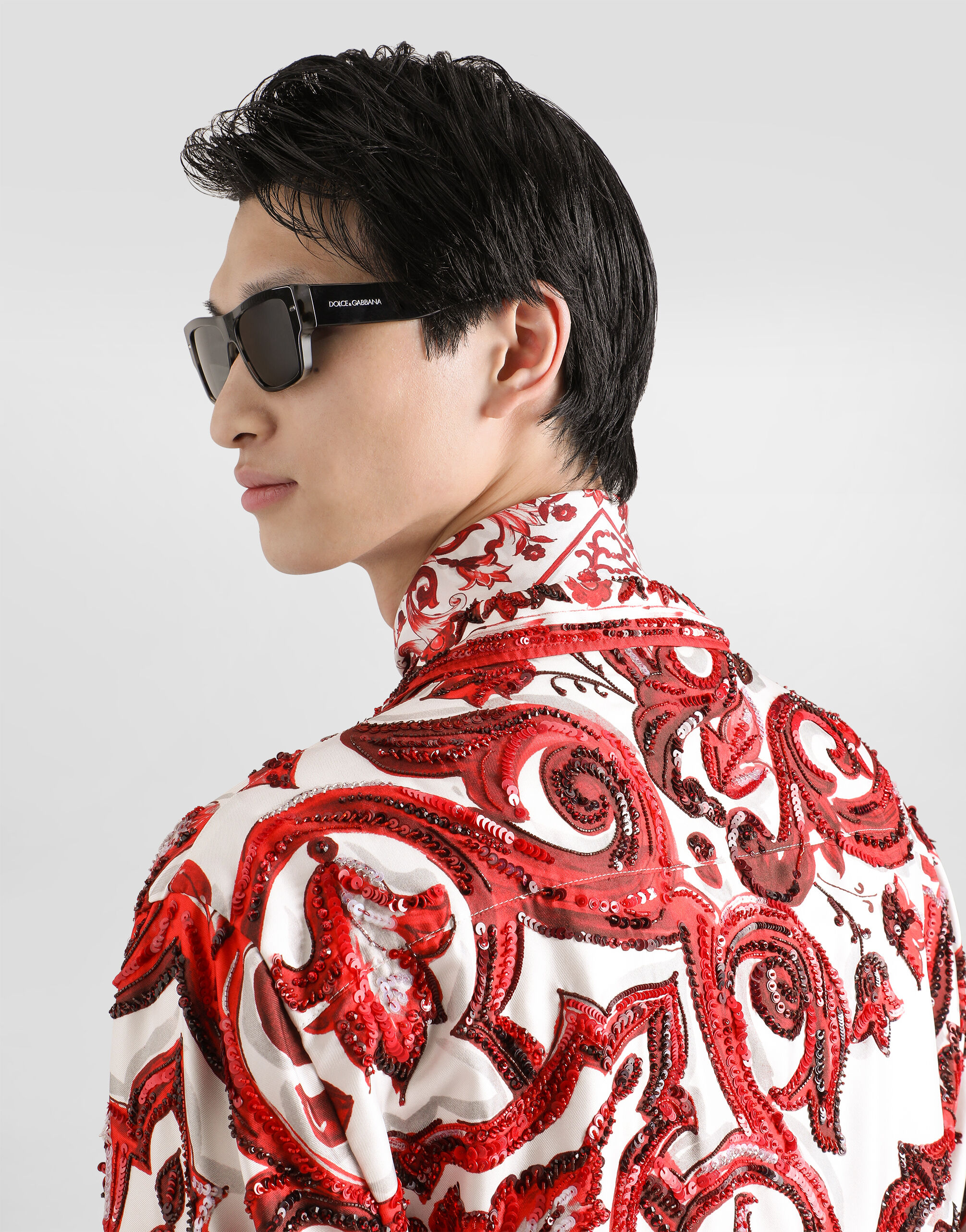 Majolica-print twill vanity shirt in Multicolor for Men