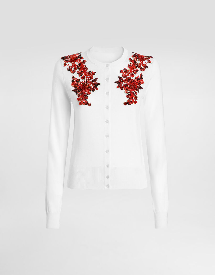 Silk cardigan with embroidery
