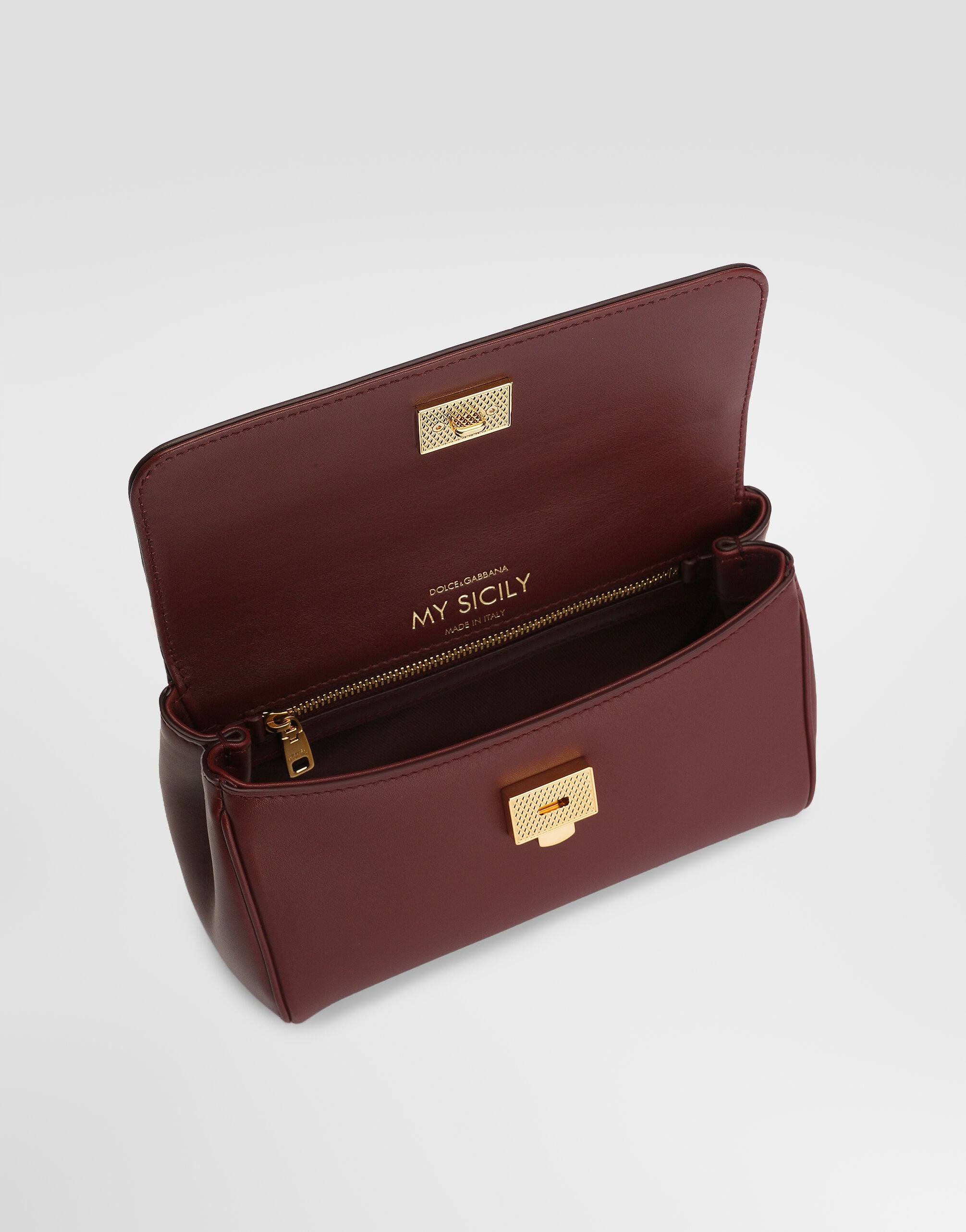 Dolce & Gabbana パスポートケース　バーガンディ Mini My Sicily handbag in plongé calfskin in Bordeaux for Women