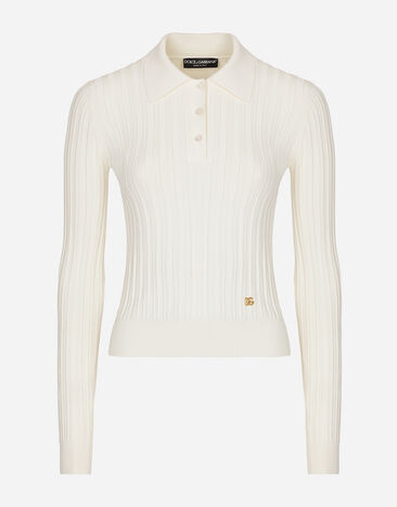 Dolce & Gabbana DG 徽标细罗纹粘胶短款 Polo 衫 粉红 FXV07ZJBSHX
