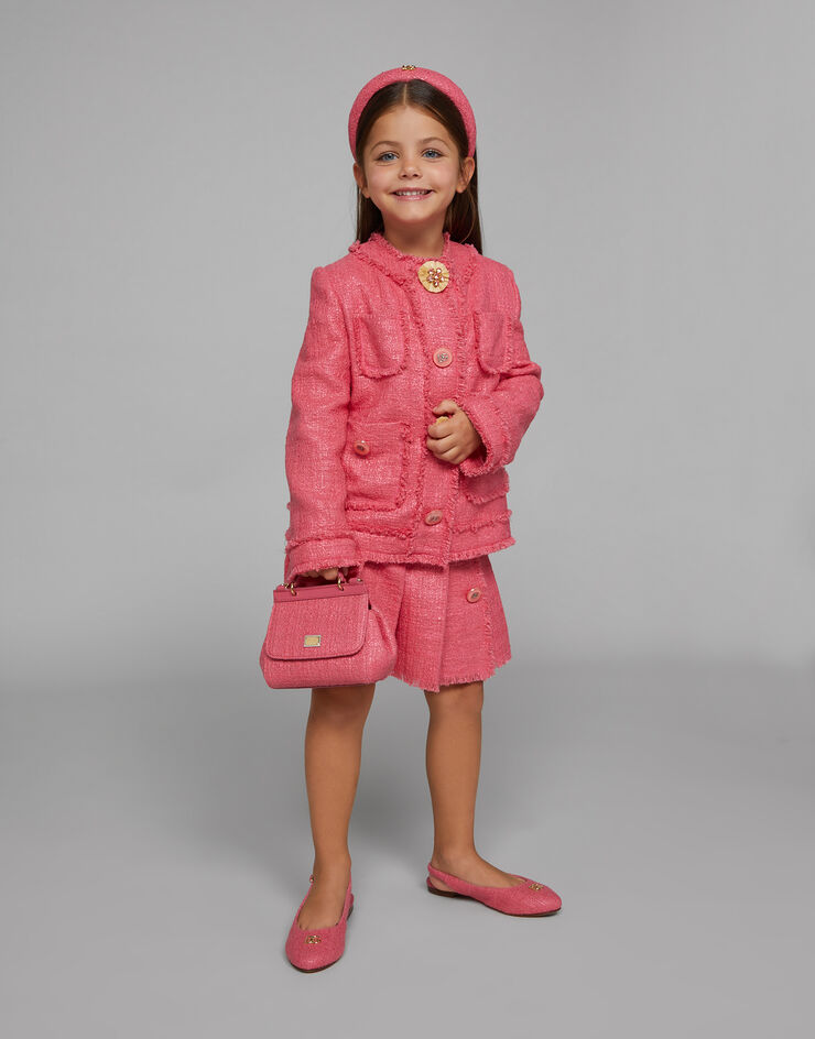 Dolce & Gabbana 싱글 브레스티드 메탈릭 트위드 재킷 핑크 L52E33FMTAB