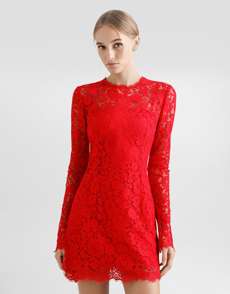 Dolce & Gabbana Abito corto in pizzo Bordeaux F6TJRTHLMII