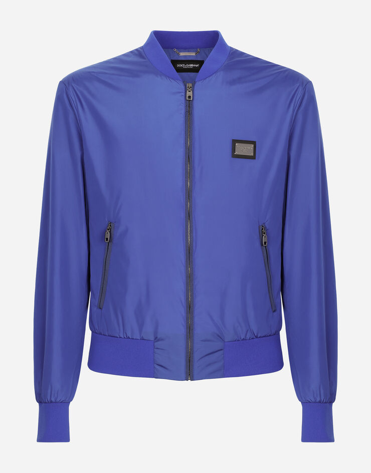 Dolce&Gabbana Nylon jacket with branded tag Blue G9ABPTG7F2J