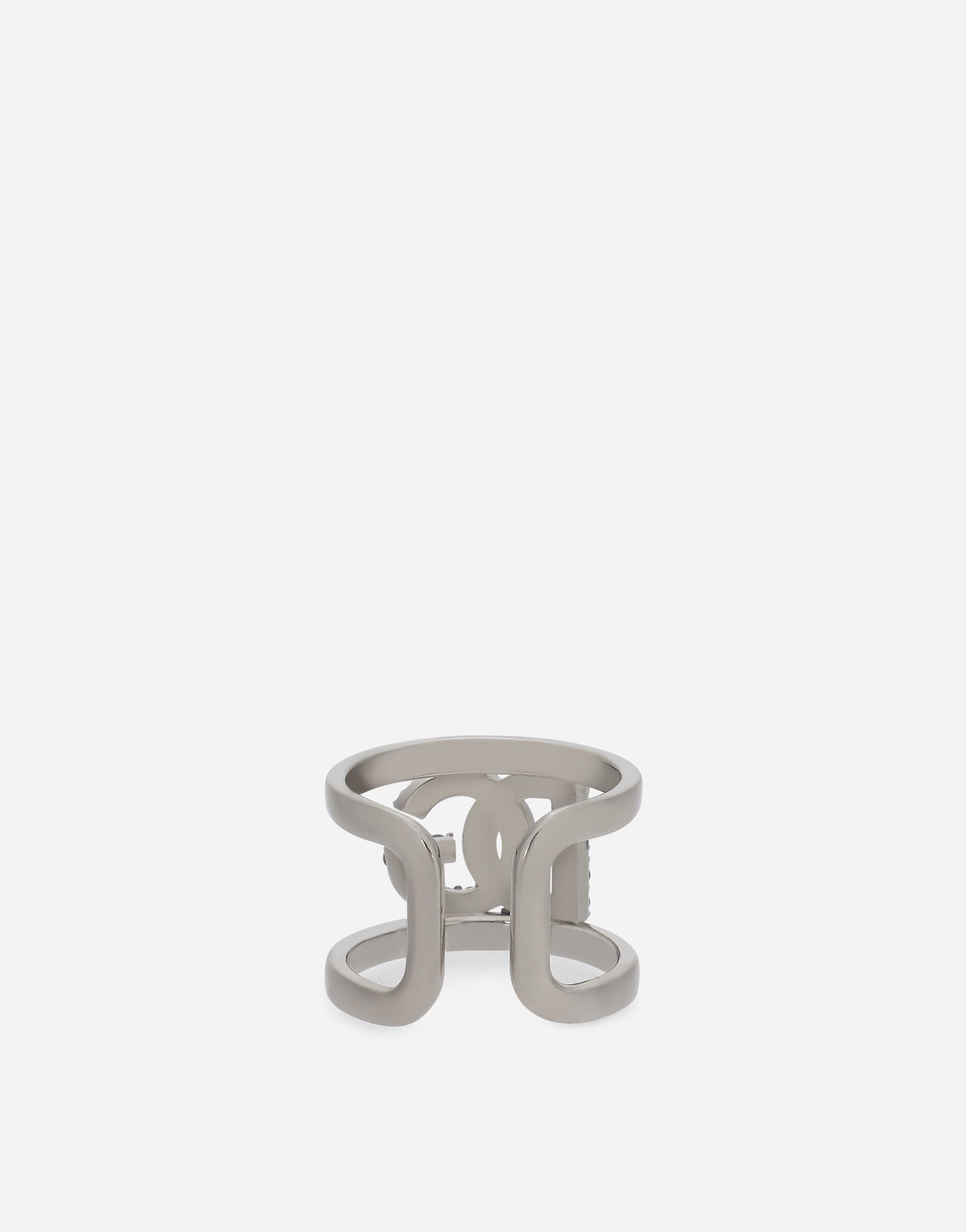 Ring with rhinestone-detailed DG logo in Silver for Women