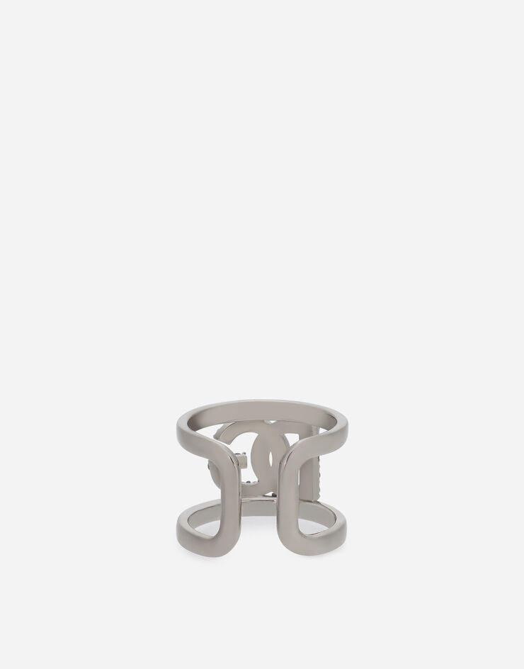 Dolce & Gabbana Ring with rhinestone-detailed DG logo Silver WRO8L4W1111