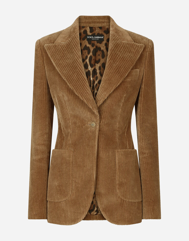 Dolce&Gabbana Single-breasted corduroy Turlington jacket Beige F29HYTFUWDU
