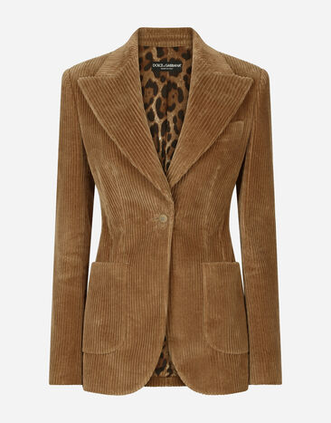 Dolce&Gabbana Single-breasted corduroy Turlington jacket Beige F26V1LFUP7Y