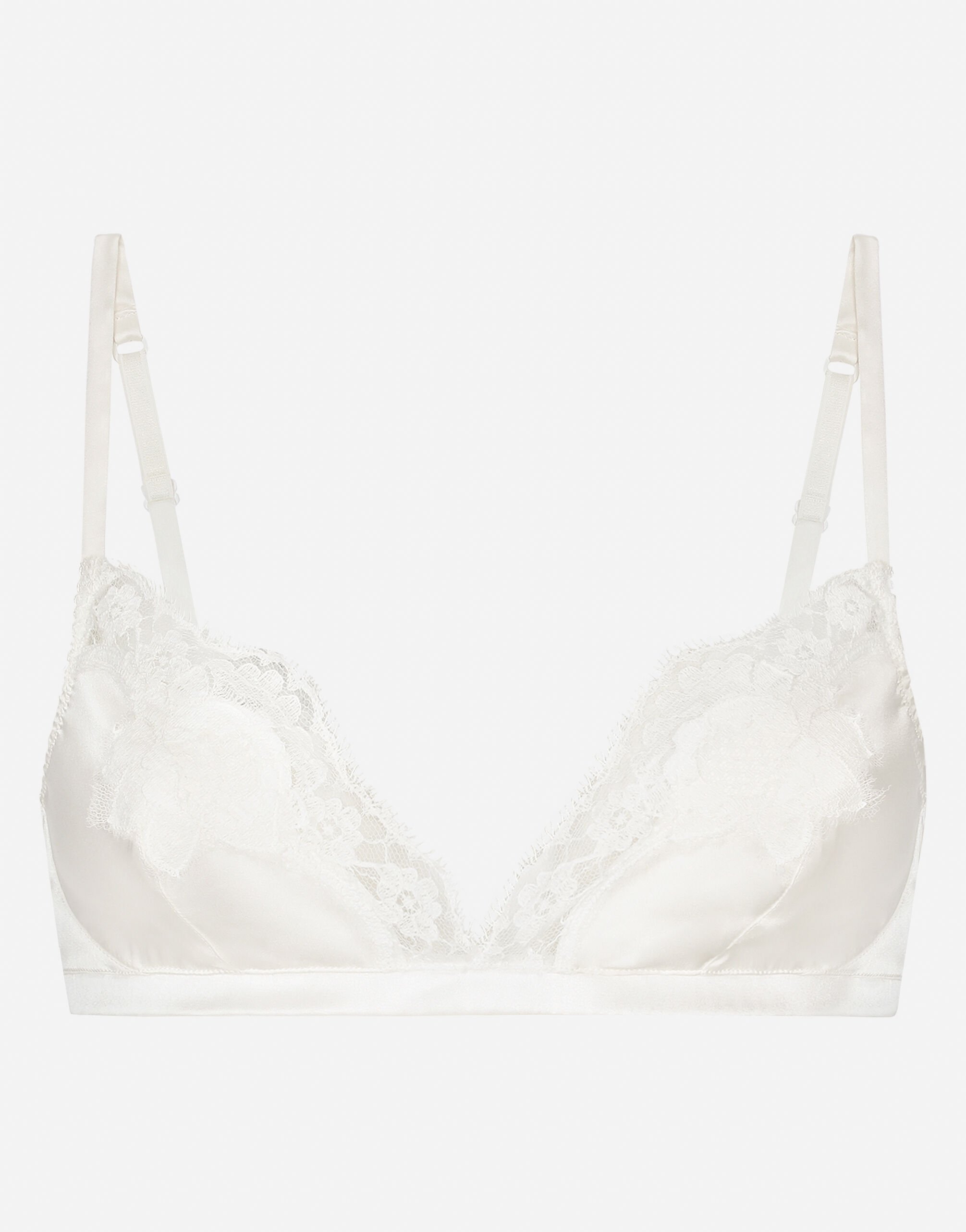 Dolce & Gabbana Soft-cup satin bra with lace detailing Gold WNP4L2W1111