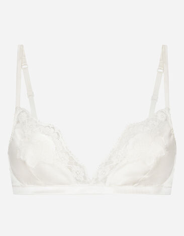 Dolce&Gabbana Soft-cup satin bra with lace detailing Gold WBP6C1W1111