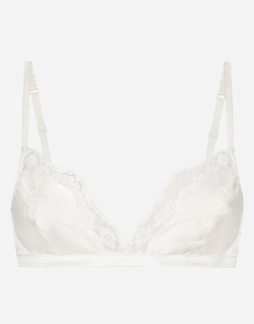 Dolce & Gabbana Soft-cup satin bra with lace detailing Black O7A00TONO13