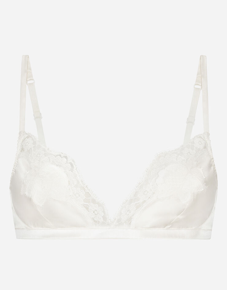 Dolce & Gabbana Der bügellose Soft-Cup-BH aus elastischem Seidensatin mit edlen Details aus Baumwollspitze hat eine bequeme Passform: WEISS O1A01TONO13