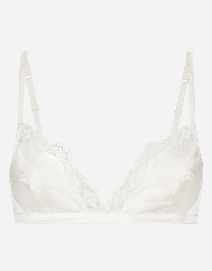 Dolce & Gabbana Soft-cup satin bra with lace detailing White O1A01TONO13
