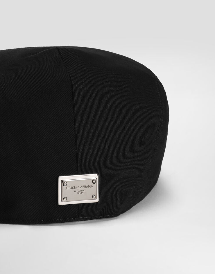 Dolce & Gabbana Cotton flat cap with logo tag Black GH587AGJ172