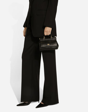 Dolce & Gabbana Mini Sicily handbag in python leather Black BB7116A2111