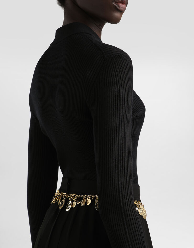 Dolce & Gabbana Cashmere polo sweater Black FXZ27TJBW0G