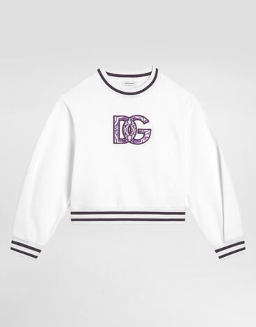 Dolce & Gabbana DG 刺绣马约利卡印花圆领卫衣 White L5JWBZG7PED
