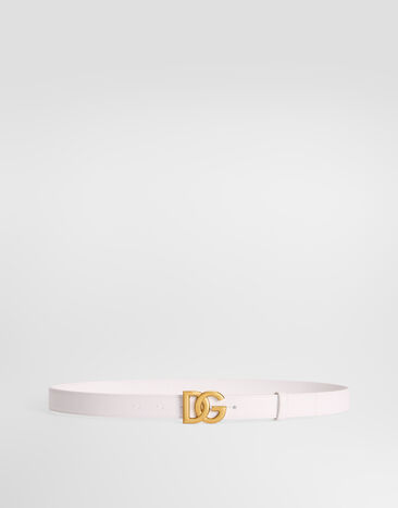 Dolce & Gabbana Calfskin belt with DG logo White BE1447AW576