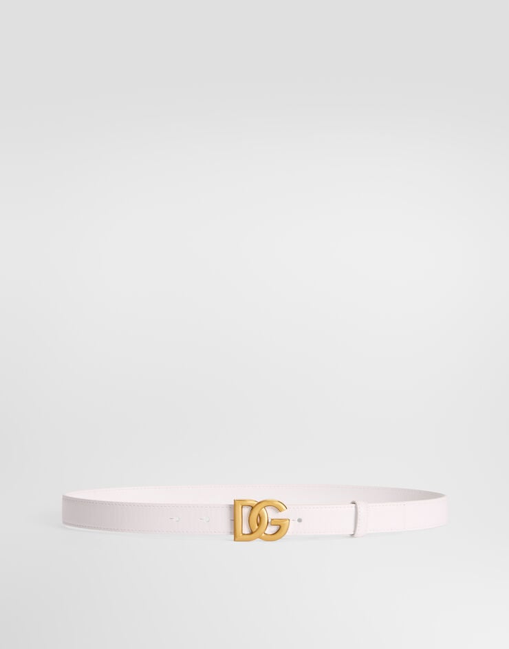 Dolce & Gabbana Calfskin belt with DG logo Dolce & Gabbana Calfskin belt with DG logo White BE1447AW576