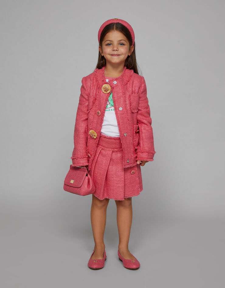 Dolce & Gabbana Однобортный пиджак из ламинированного твида розовый L52E33FMTAB