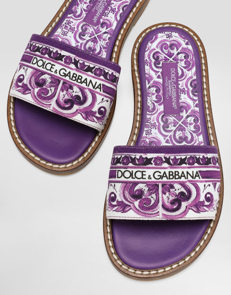 Dolce & Gabbana Majolica-print canvas flat slipper Multicolor D11330AF538