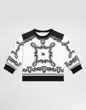 Dolce & Gabbana Round-neck sweatshirt with bandanna print White L1JTIEG7N8T