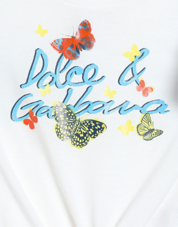 Dolce & Gabbana Jersey and poplin T-shirt with Dolce&Gabbana logo Print L2JTNSG7O0O