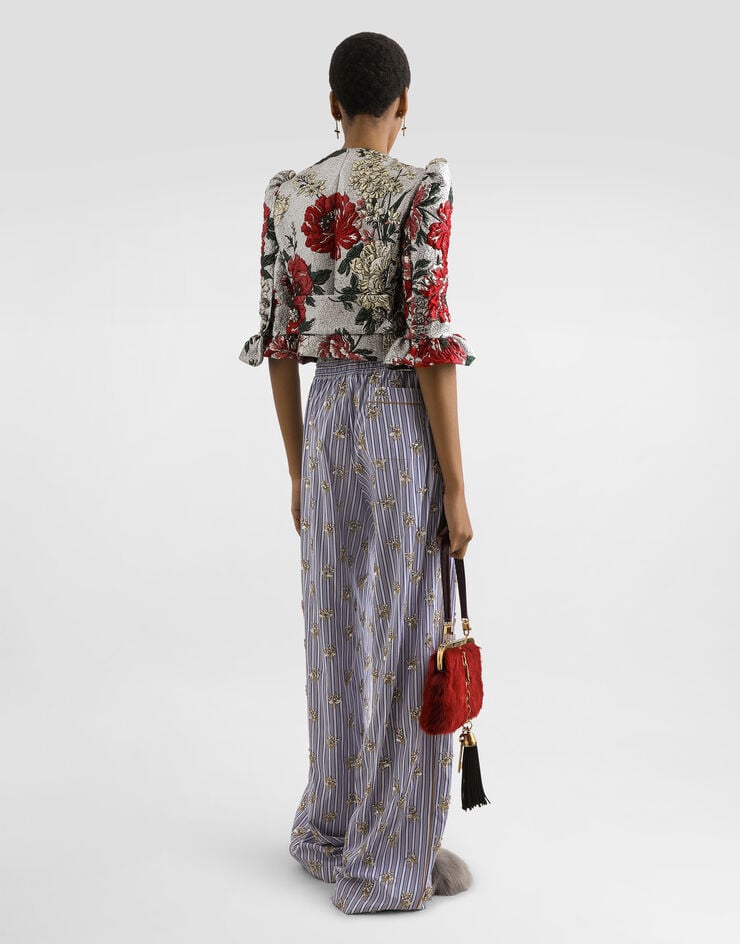 Dolce & Gabbana Single-breasted floral jacket with ruffles Multicolor F27IZZHJMRI