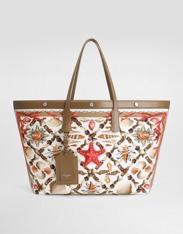 Dolce & Gabbana Shell-print canvas and calfskin atene shopping bag Multicolor BM7806AG665