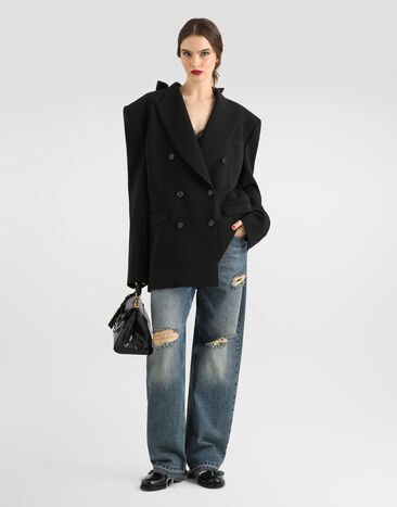 Dolce & Gabbana Double-breasted jacket in wool gabardine Black F29TNTFU28J