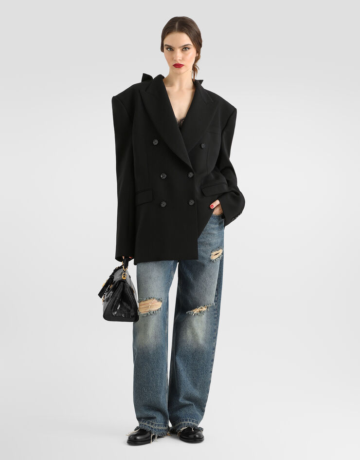 Dolce & Gabbana Double-breasted jacket in wool gabardine Black F29TNTFU28J