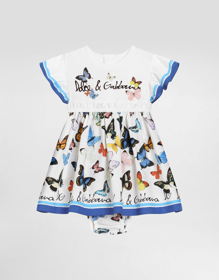 Dolce & Gabbana Butterfly-print poplin and jersey dress Print L2JD9PG7O0M