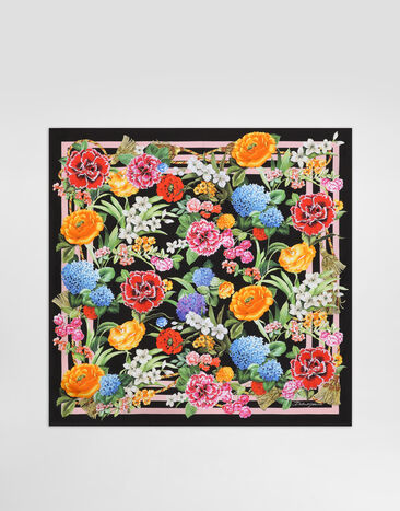 Dolce & Gabbana Floral-print silk twill foulard (70x70) Gold WNR4C5W1111