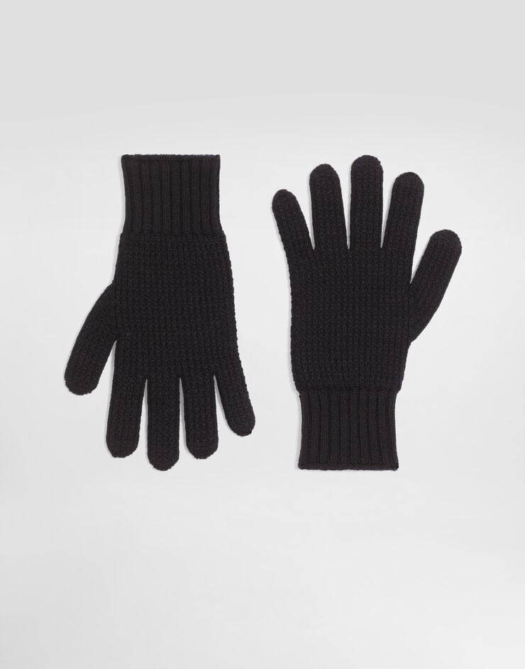 Dolce & Gabbana Knitted virgin wool gloves Blue GX49KTJDVLP