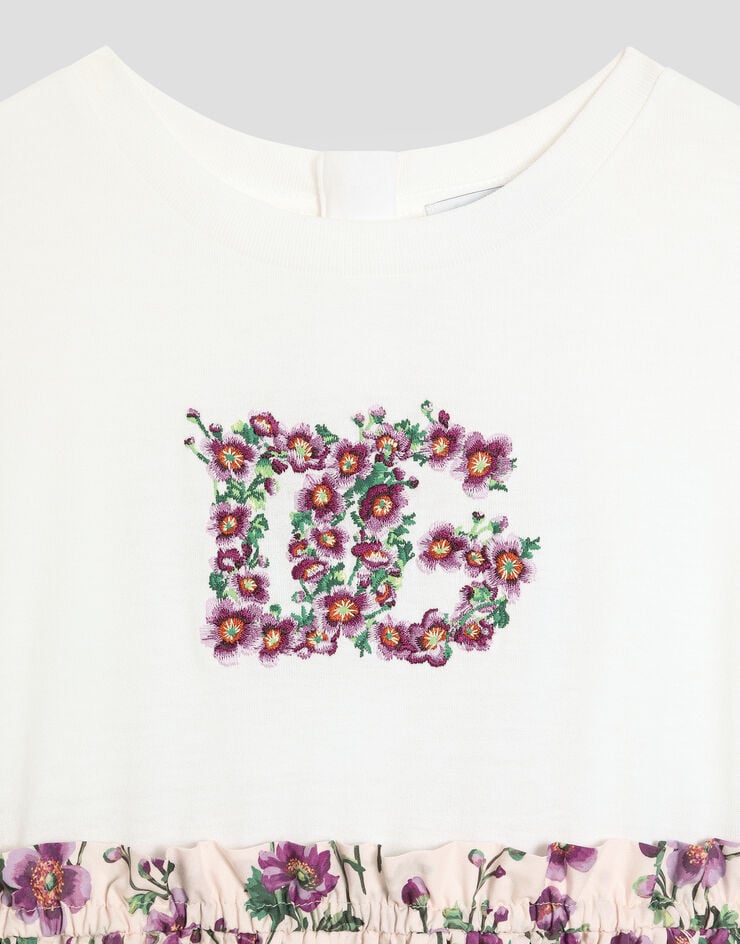 Dolce & Gabbana Flower-printJerseyand poplin dress Multicolor L5JDAQG7PHW