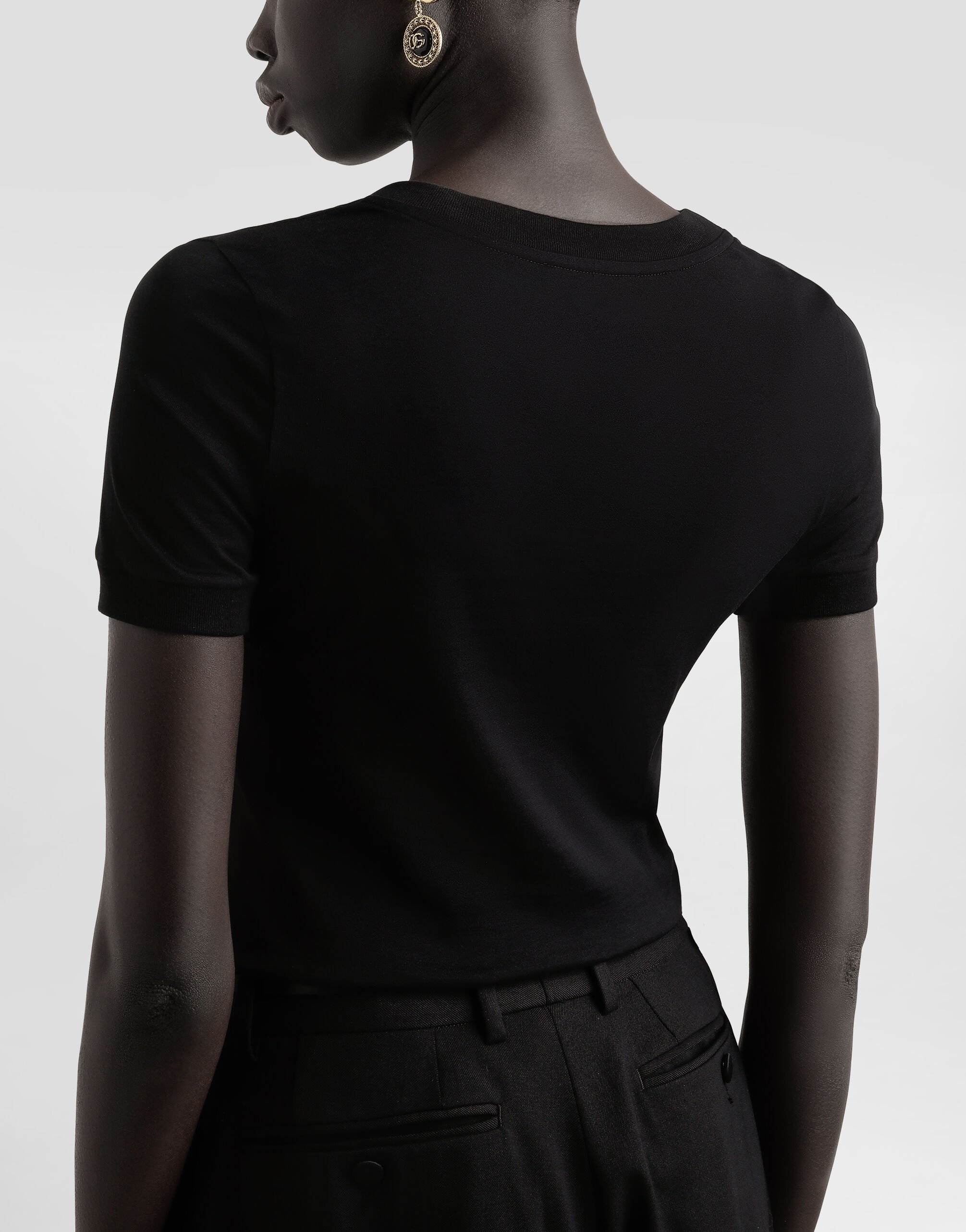 Cotton t-shirt with swarovski cross in Black for Women