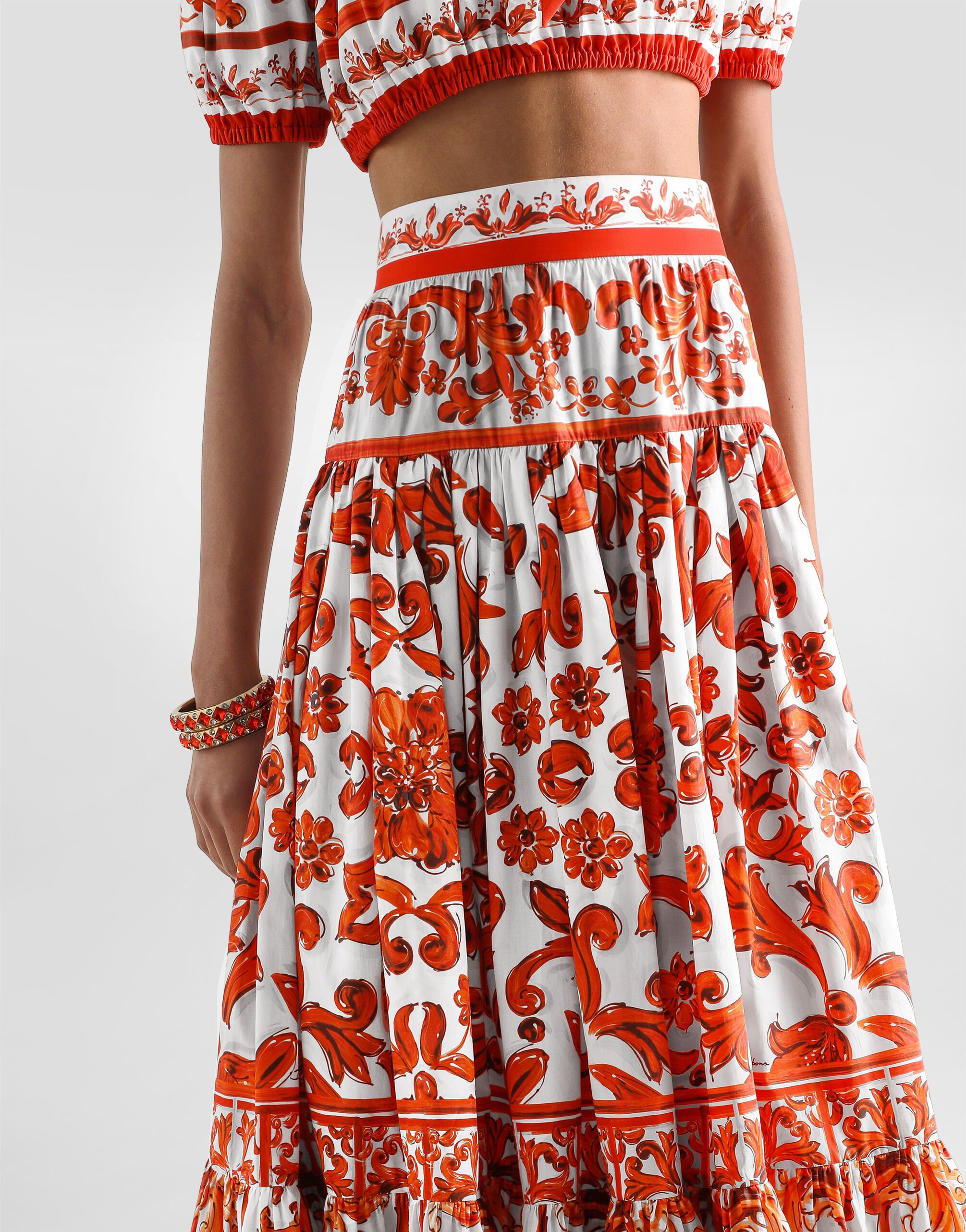 Multicolorのウィメンズ Majolica-print poplin long skirt